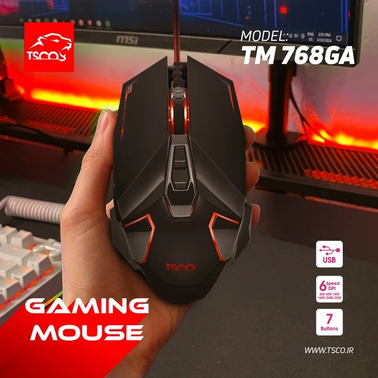 ماوس گیمینگ تسکو مدل TM768GA با سیم